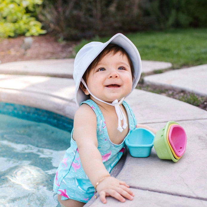 Breathable Sun Protection Bucket Hat in White  - Doodlebug's Children's Boutique