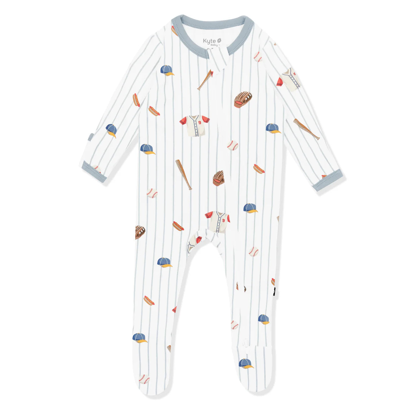 Zippered Footie in Home Run - Doodlebug's Children's Boutique