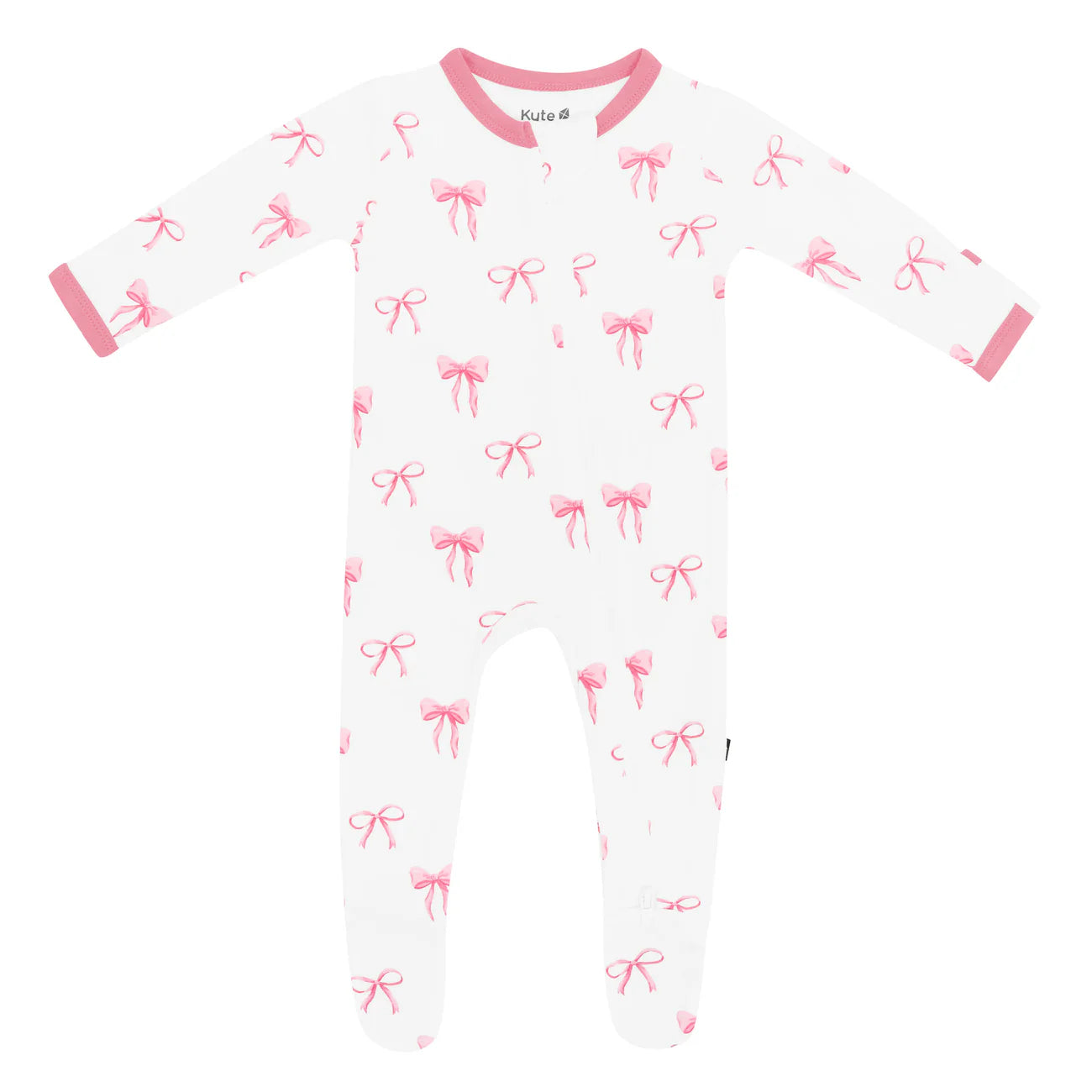 Zippered Footie in Bow - Doodlebug's Children's Boutique