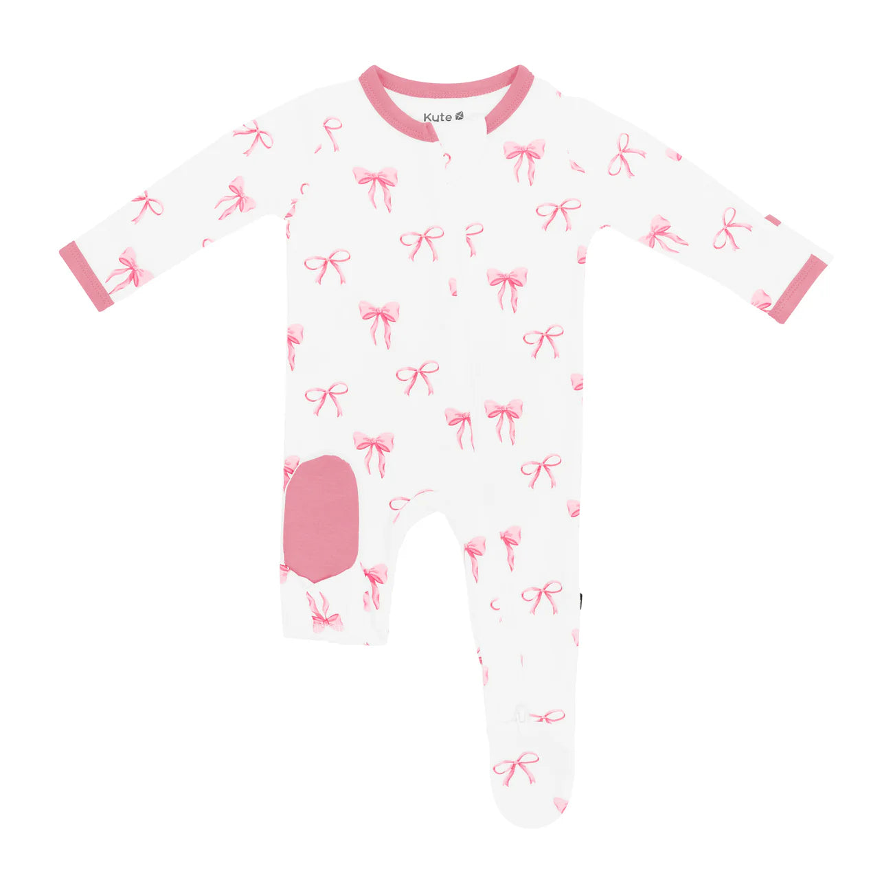 Zippered Footie in Bow - Doodlebug's Children's Boutique