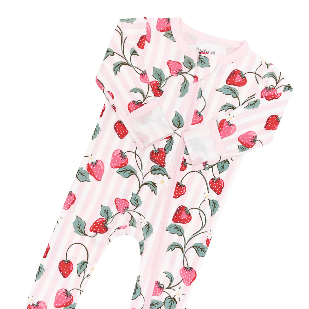 Zippered Footie in Strawberry Field - Doodlebug's Children's Boutique
