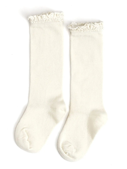 Lace Top Knee Highs in Ivory  - Doodlebug's Children's Boutique