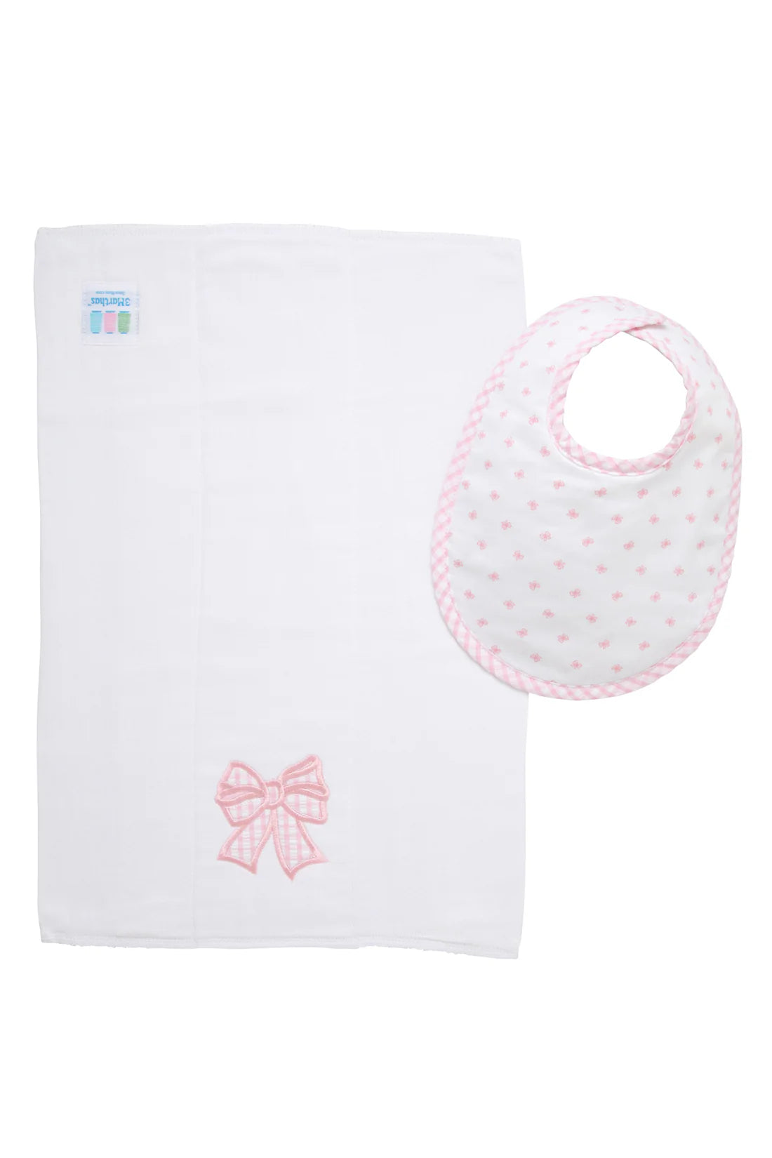 Pink Bow Bib & Burp Cloth Box Set - Doodlebug's Children's Boutique