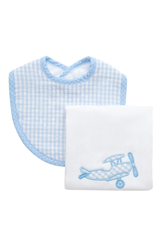 Airplane Bib & Burp Cloth Box Set - Doodlebug's Children's Boutique