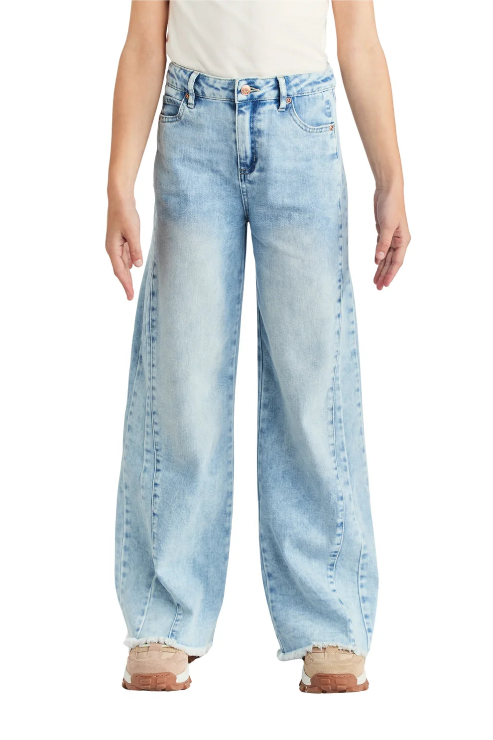 Side Paneled Seam Wide Leg Jean