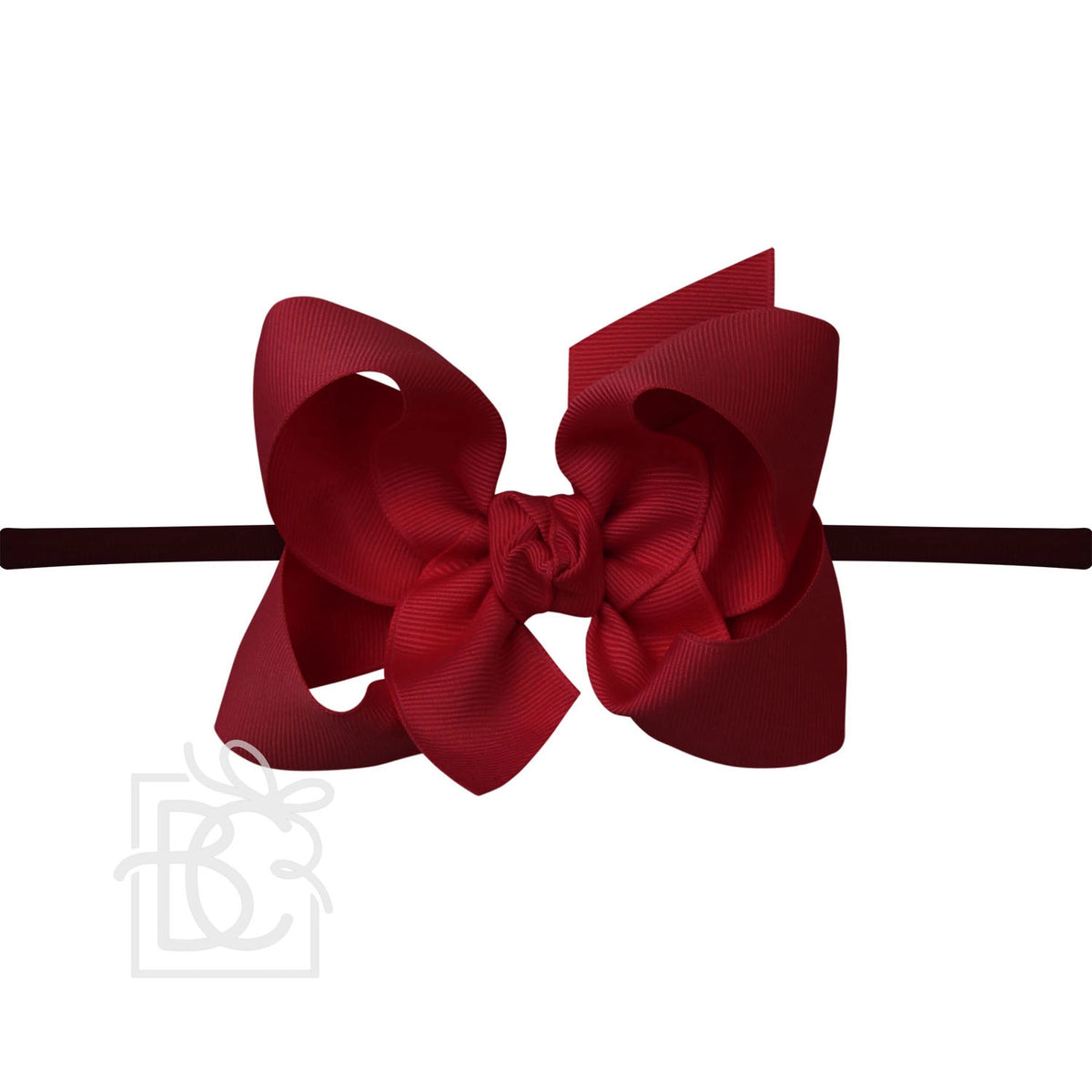 Nylon Headband with Large Bow in Cranberry