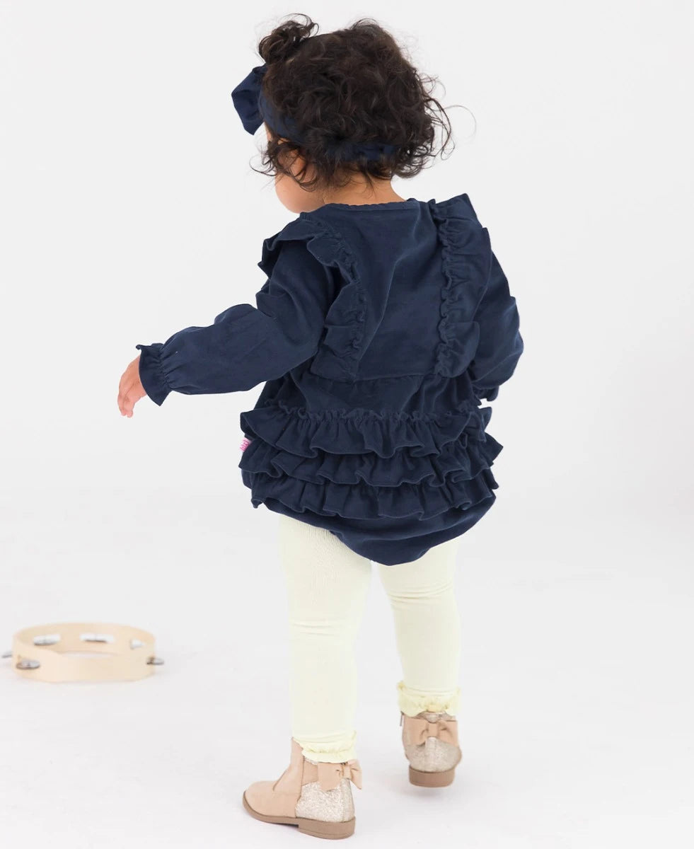 Footless Ruffle Tights in Ivory  - Doodlebug's Children's Boutique