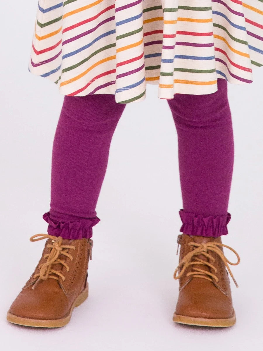 Footless Ruffle Tights in Eggplant Harvest  - Doodlebug's Children's Boutique