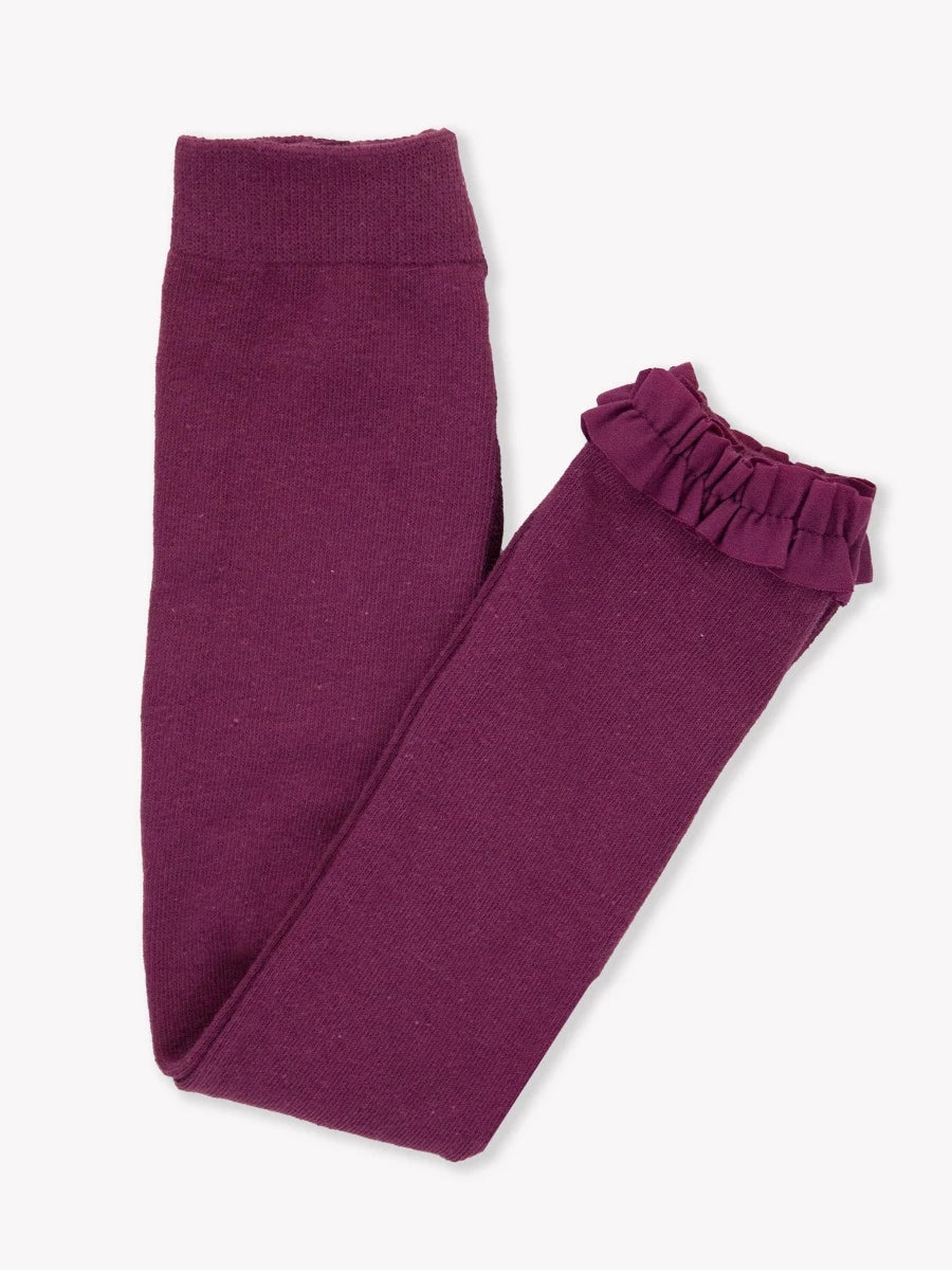 Footless Ruffle Tights in Eggplant Harvest  - Doodlebug's Children's Boutique