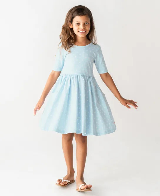 Short Sleeve Knit Twirl Dress in Petite Blossoms  - Doodlebug's Children's Boutique