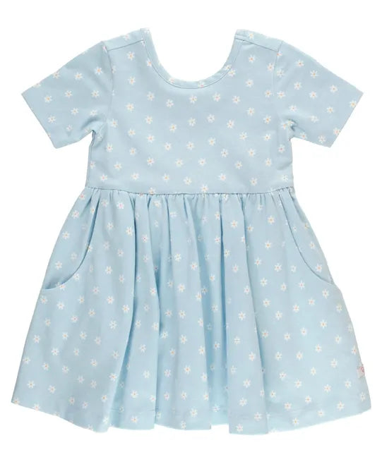 Short Sleeve Knit Twirl Dress in Petite Blossoms  - Doodlebug's Children's Boutique