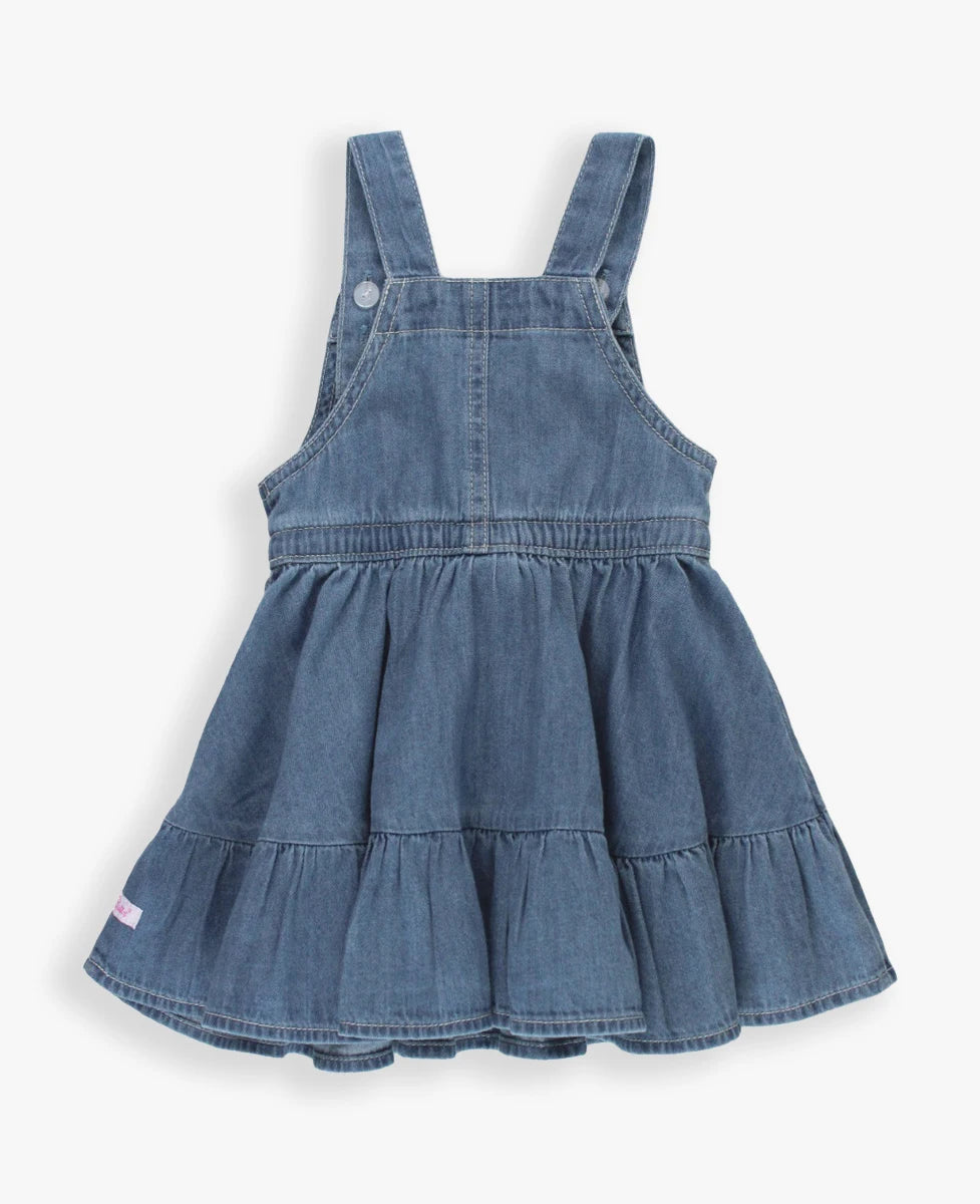 Light Wash Denim Overall Dress  - Doodlebug's Children's Boutique