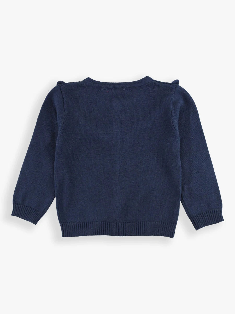 Dark Navy Ruffle Trim Cardigan  - Doodlebug's Children's Boutique