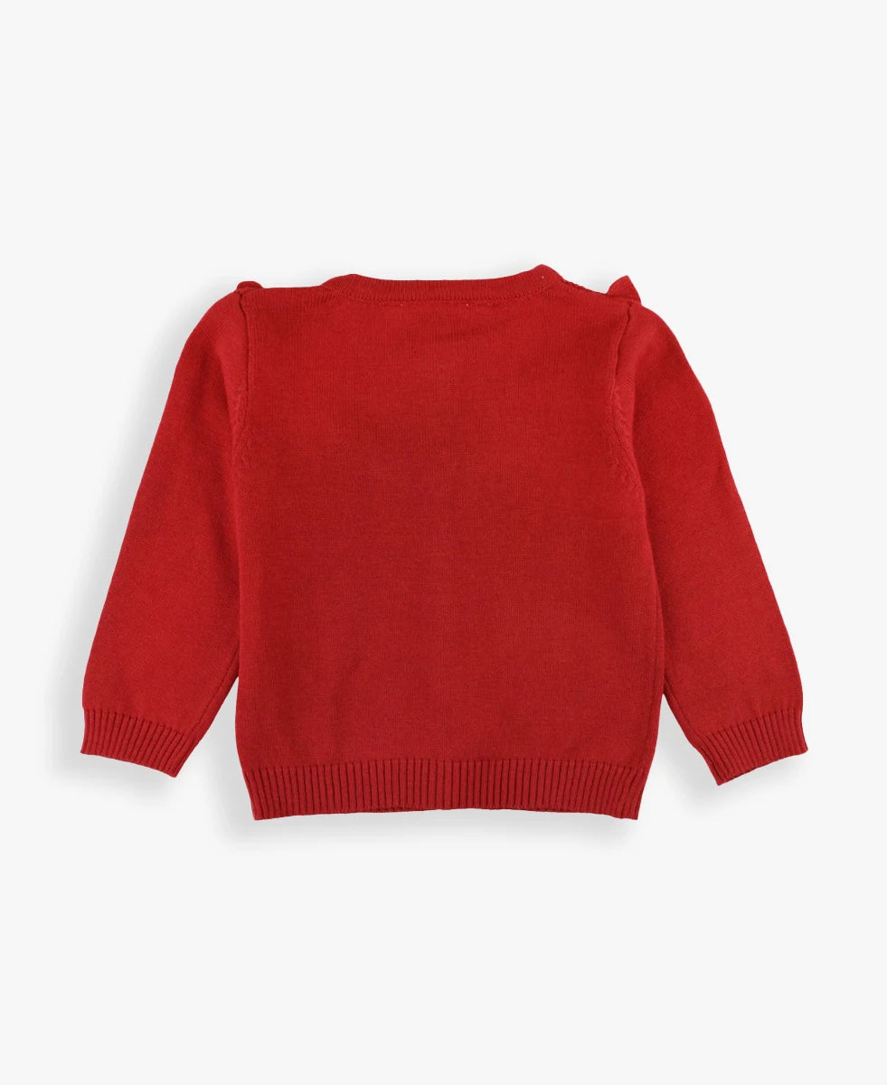 Red Ruffle Trim Cardigan  - Doodlebug's Children's Boutique