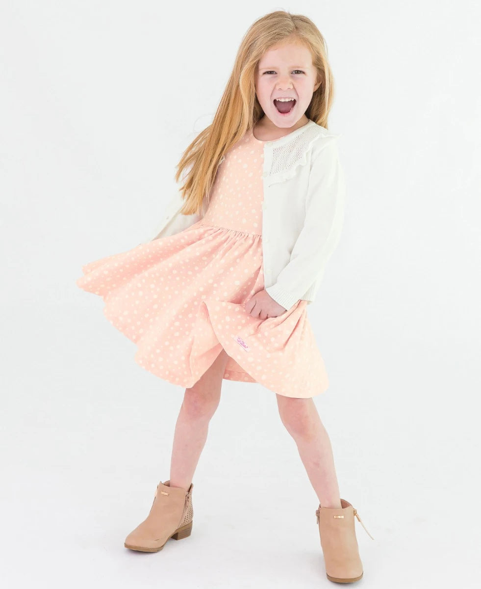 Off-White Ruffle Trim Cardigan  - Doodlebug's Children's Boutique