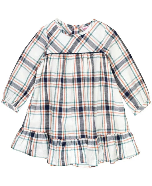 Fall Harvest Plaid Long Sleeve Ruffle Hem Dress  - Doodlebug's Children's Boutique