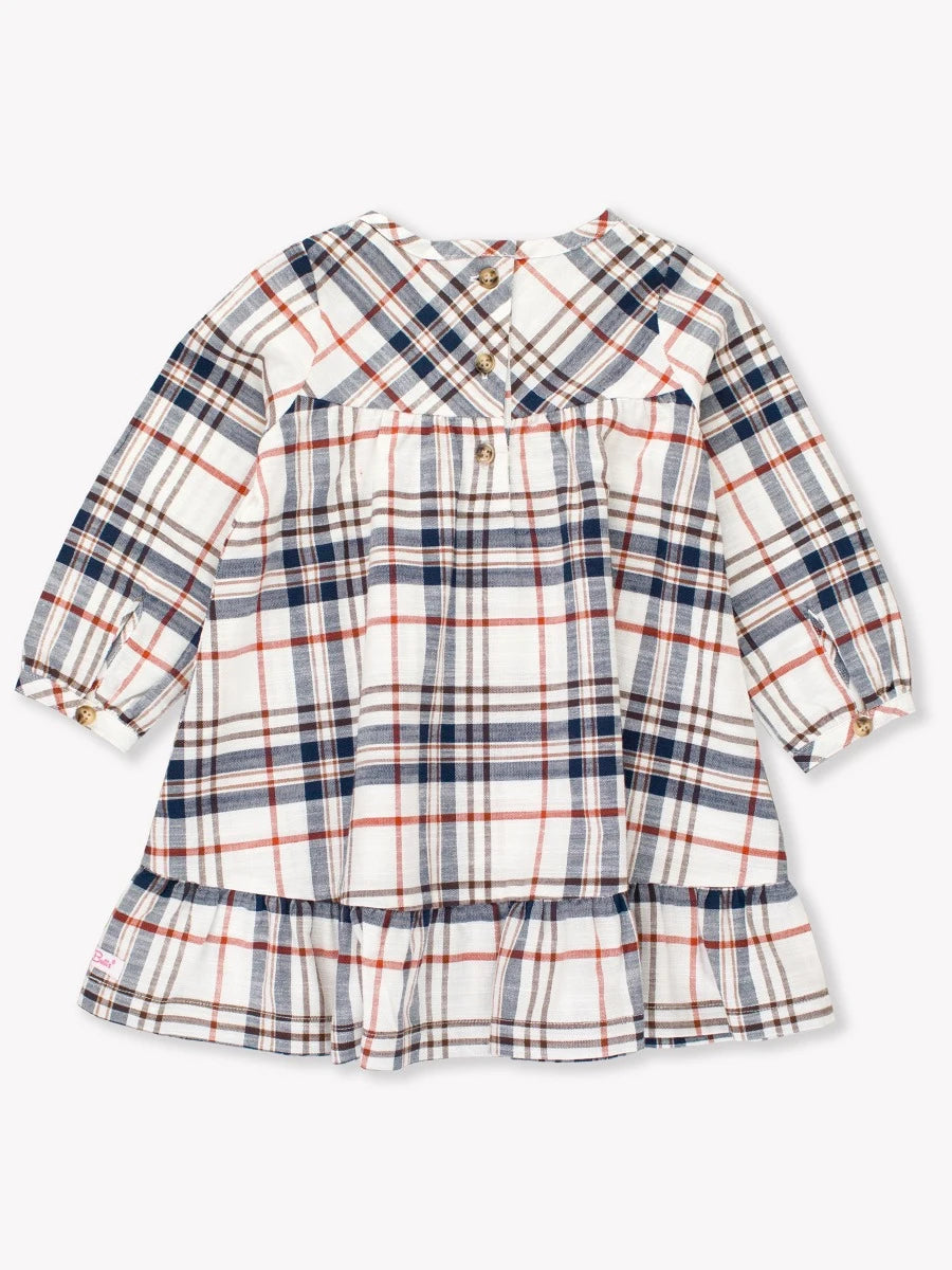 Homegrown Harvest Plaid Long Sleeve Ruffle Hem Dress  - Doodlebug's Children's Boutique