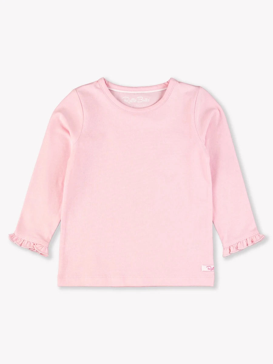 Pink Knit Long Sleeve Ruffle Top  - Doodlebug's Children's Boutique