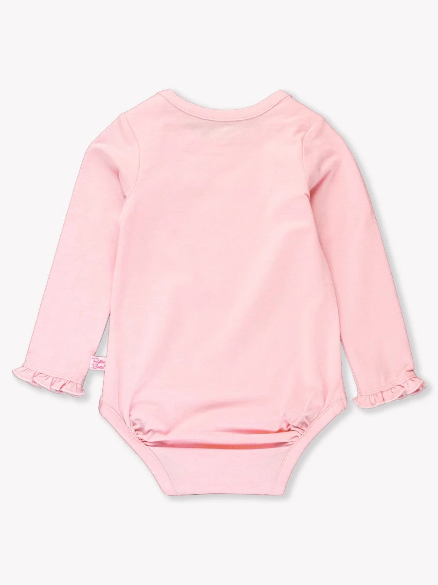 Pink Knit Long Sleeve Ruffle Bodysuit  - Doodlebug's Children's Boutique