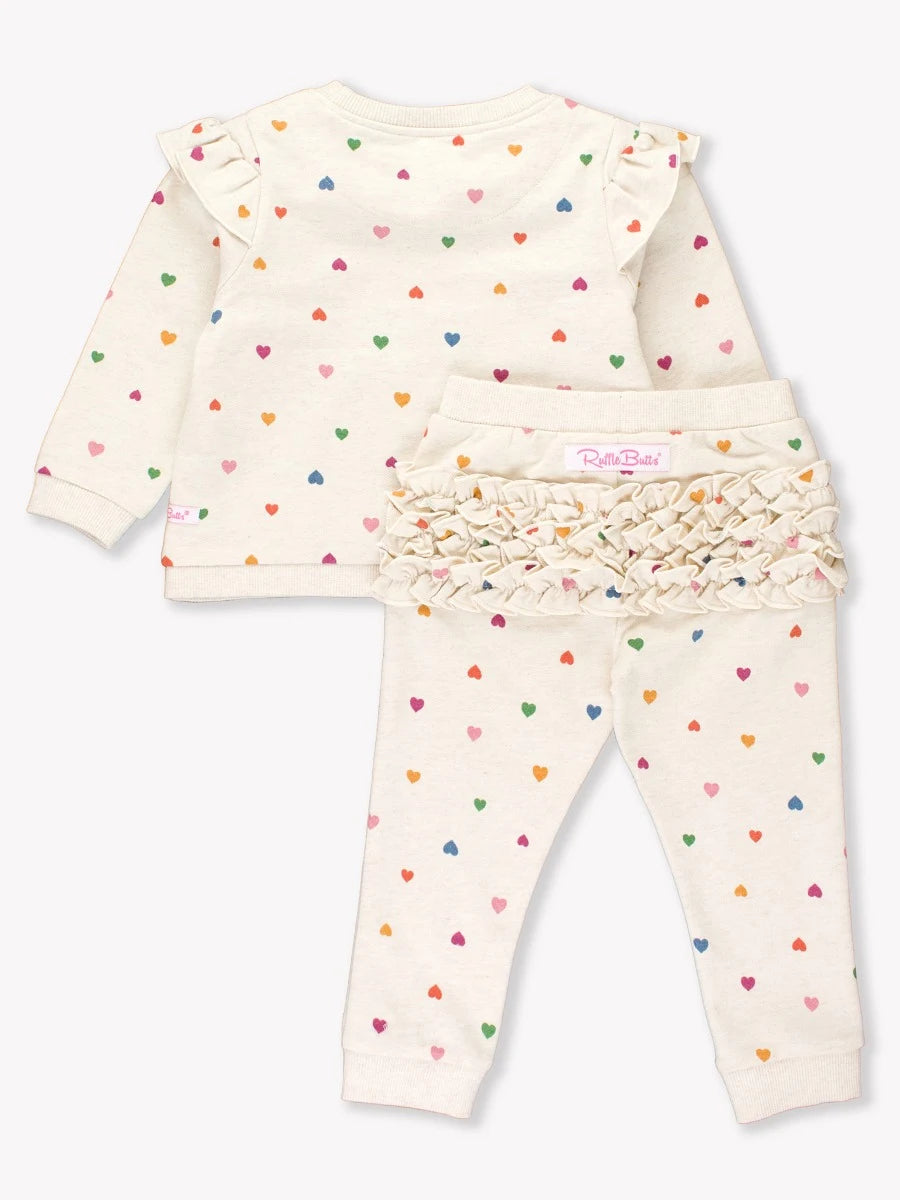 Wild Rainbow Hearts Knit Flutter Jogger Set  - Doodlebug's Children's Boutique