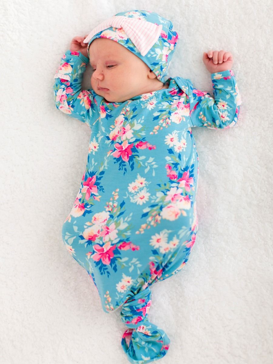 Fancy Me Floral Knotted Gown & Hat - Doodlebug's Children's Boutique