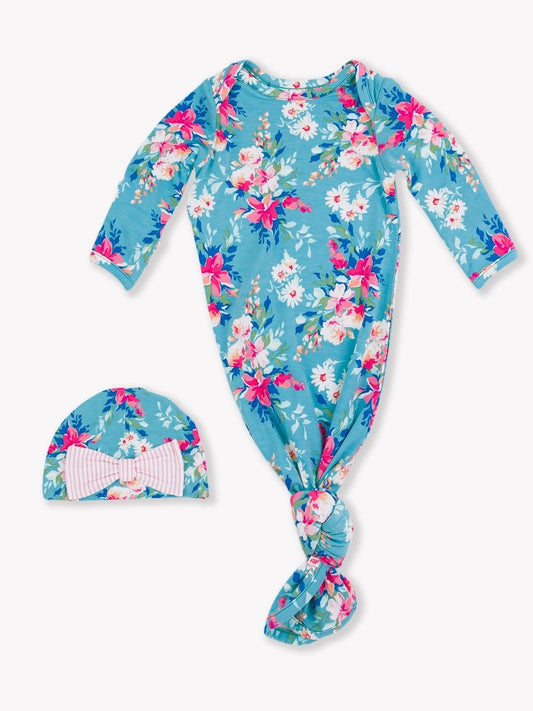 Fancy Me Floral Knotted Gown & Hat
