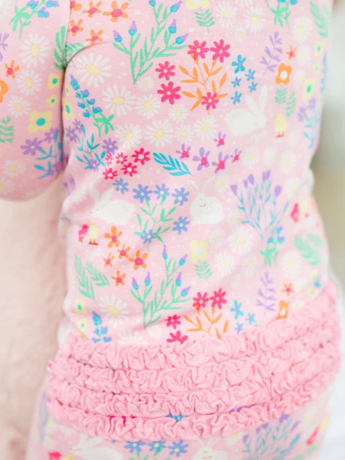 Bunny and Friends Modal Footed Ruffle One Piece Pajama - Doodlebug's Children's Boutique