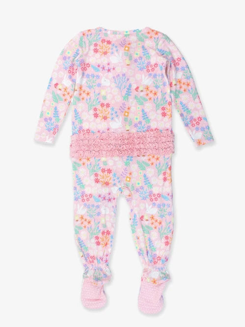 Bunny and Friends Modal Footed Ruffle One Piece Pajama - Doodlebug's Children's Boutique