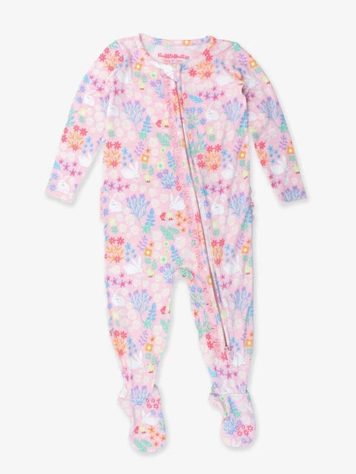 Bunny and Friends Modal Footed Ruffle One Piece Pajama - Doodlebug's Children's Boutique