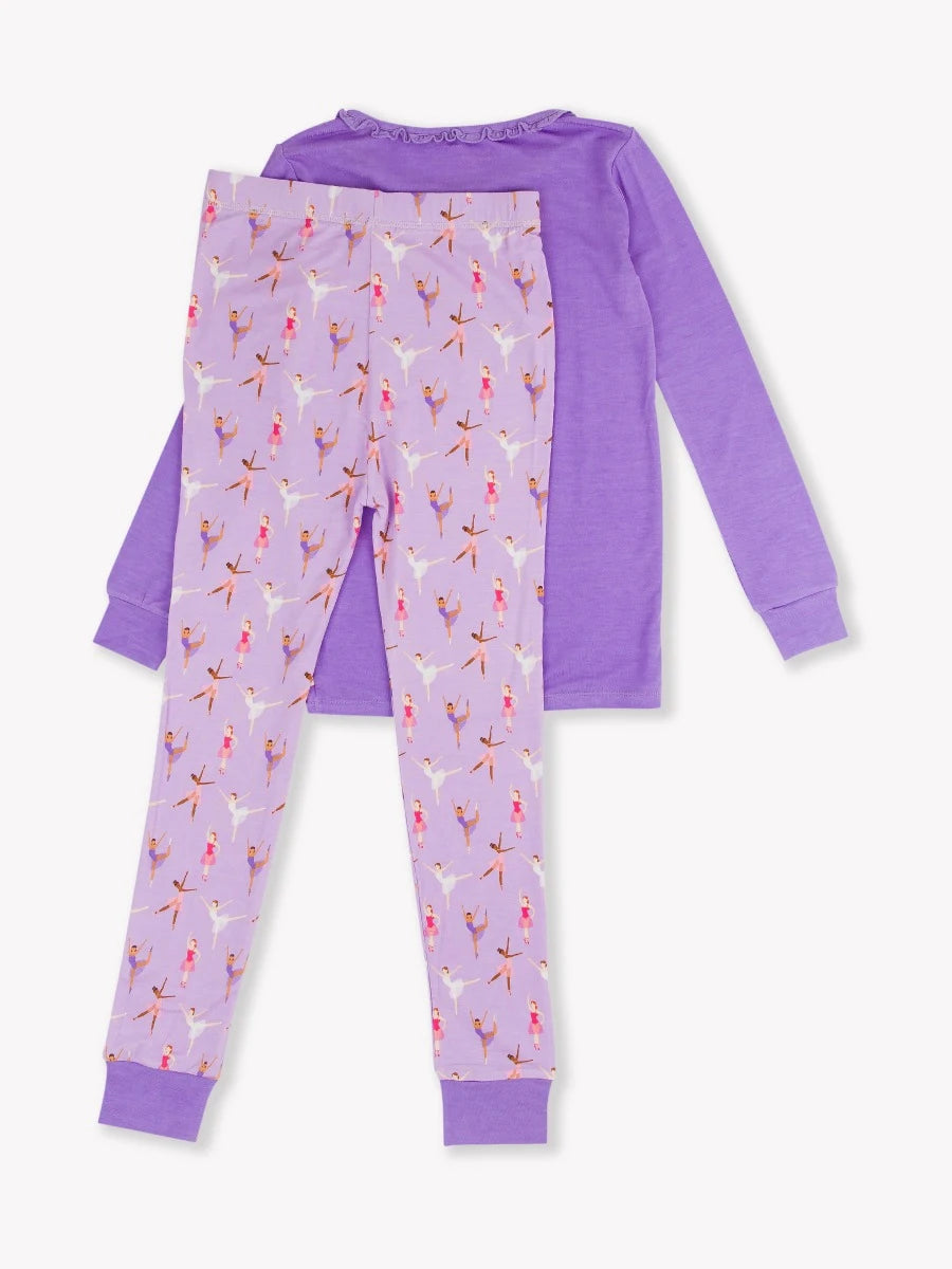 Ruffle Long Sleeve Pajama Set in Baby Ballerinas 5/6 - Doodlebug's Children's Boutique