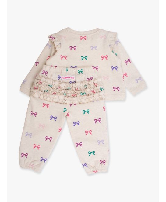 Heather Oatmeal Ribbons Flutter Jogger Set - Doodlebug's Children's Boutique