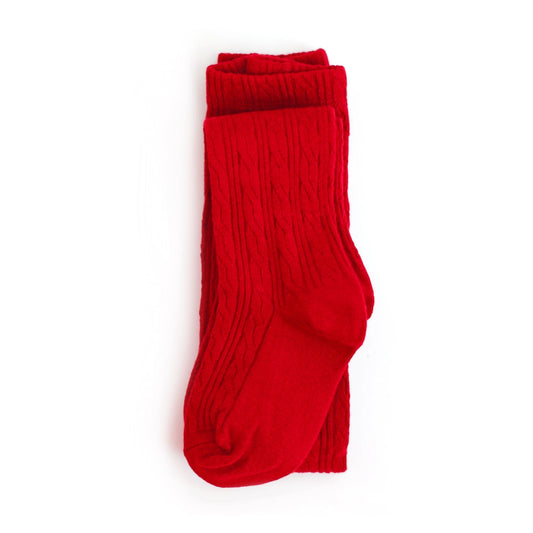 Cable Knit Tights in Bright Red - Doodlebug's Children's Boutique