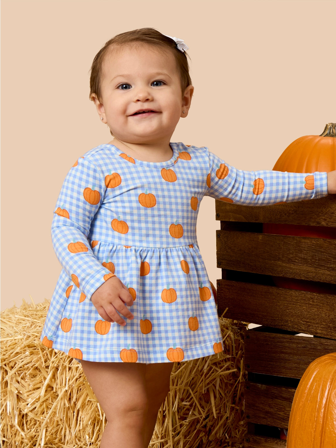 Pumpkin Patch Gingham Twirl Top & Ruffle Bloomer Set