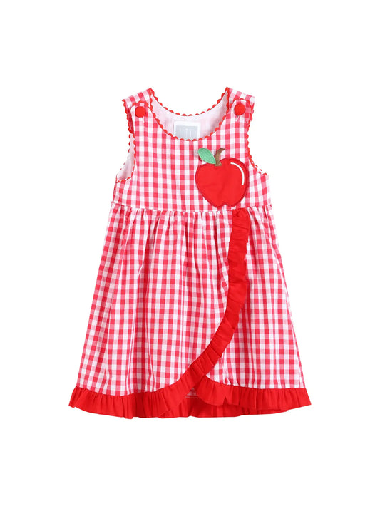Red Gingham Apple Wrapped Skirt Dress  - Doodlebug's Children's Boutique