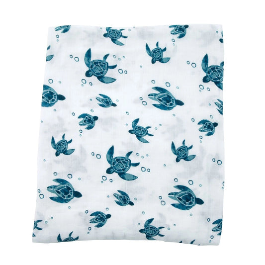 Sea Turtles Oh-So-Soft Muslin Single Swaddle Blanket  - Doodlebug's Children's Boutique