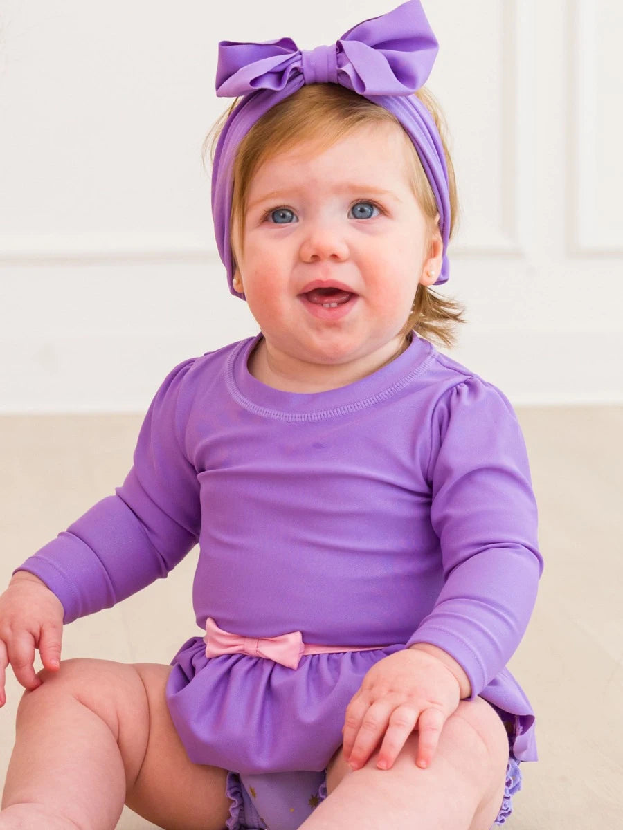 Long Sleeve Bow Skirted One Piece - Doodlebug's Children's Boutique