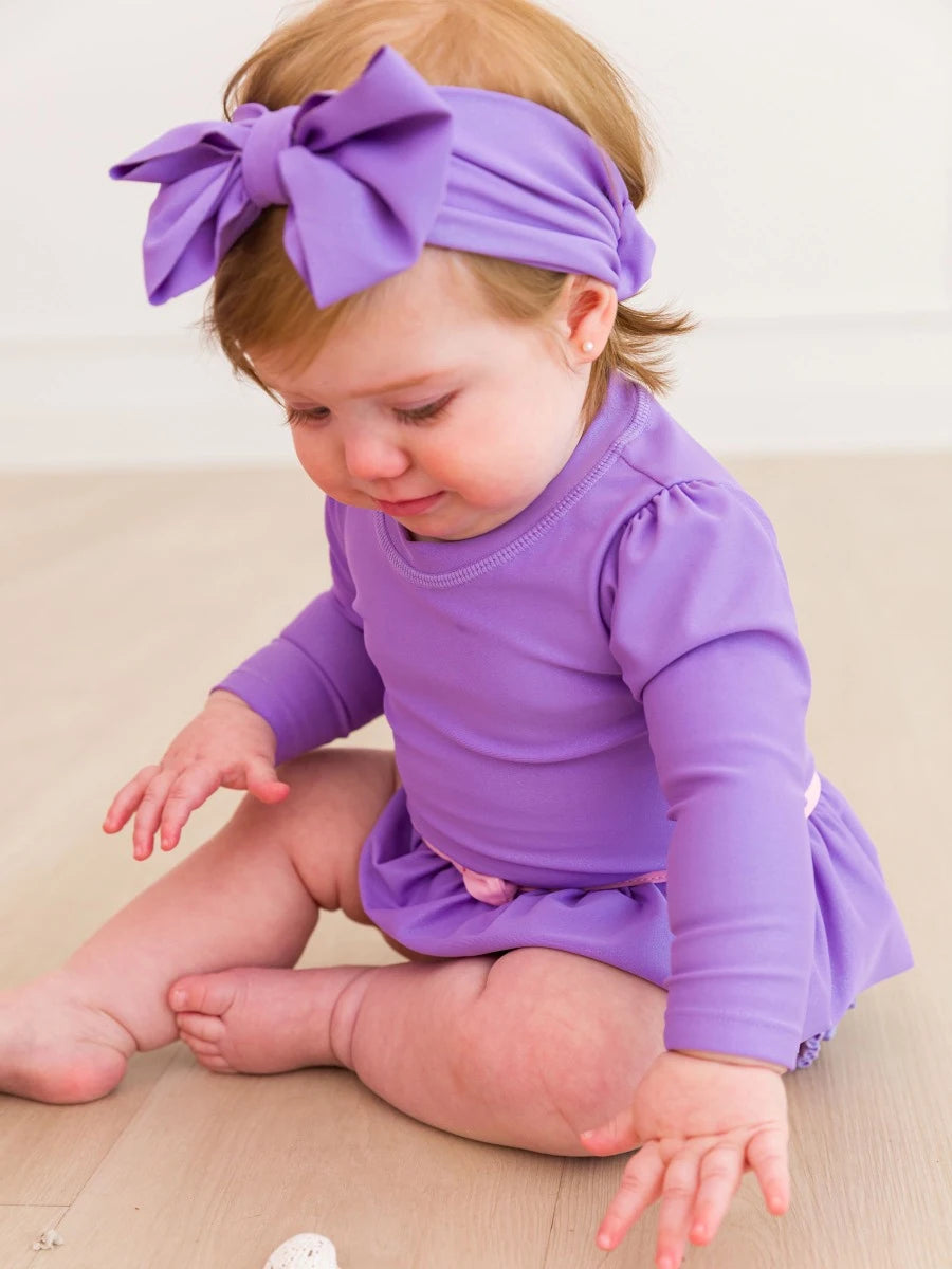 Long Sleeve Bow Skirted One Piece - Doodlebug's Children's Boutique