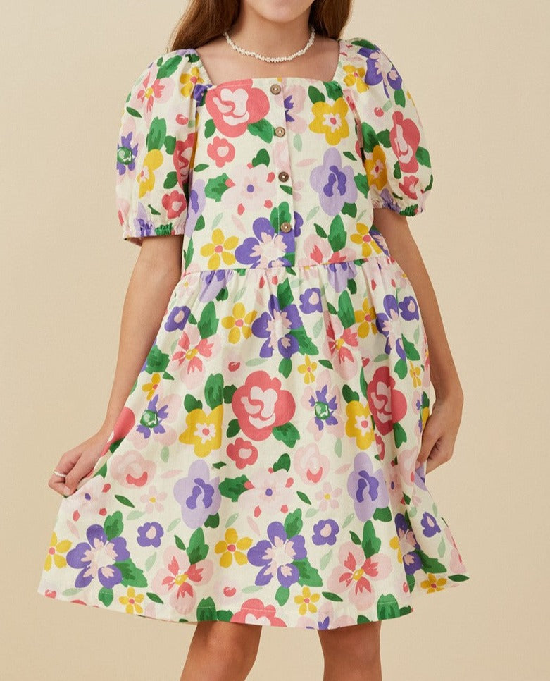 Floral Square Neck Dress  - Doodlebug's Children's Boutique