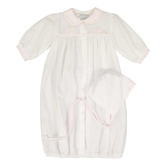 Embroidered Bow Take Me Home Gown and Hat  - Doodlebug's Children's Boutique
