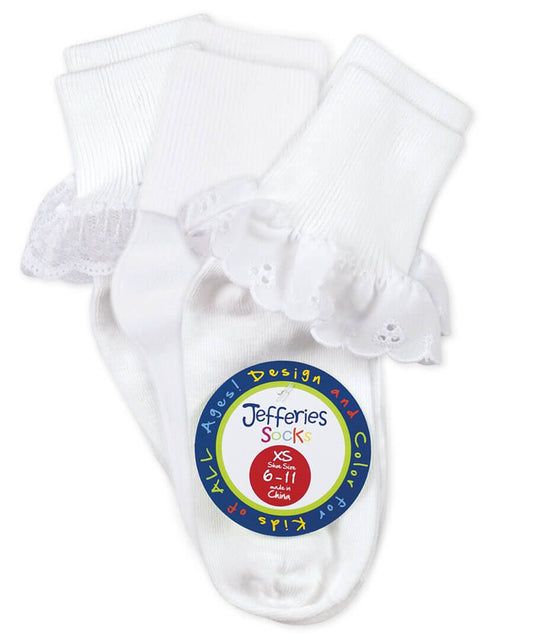 Lace 3 Pair Pack Socks in White - Doodlebug's Children's Boutique