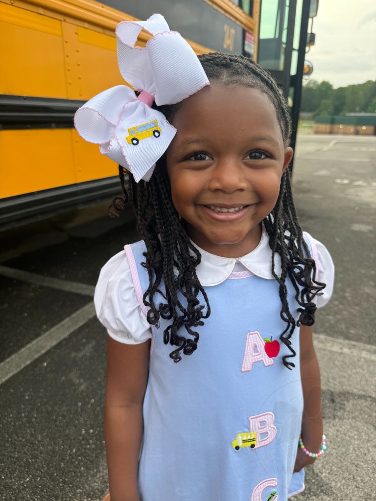 School Bus Moonstitch Medium Bow - Doodlebug's Children's Boutique