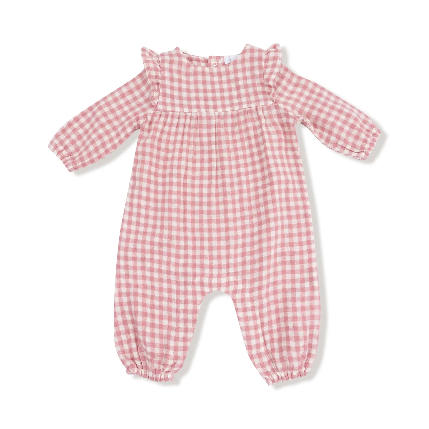Rose Pink Plaid Ruffle Sleeve Romper - Doodlebug's Children's Boutique