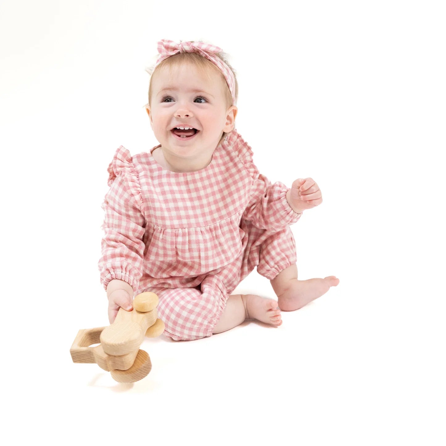 Rose Pink Plaid Ruffle Sleeve Romper - Doodlebug's Children's Boutique