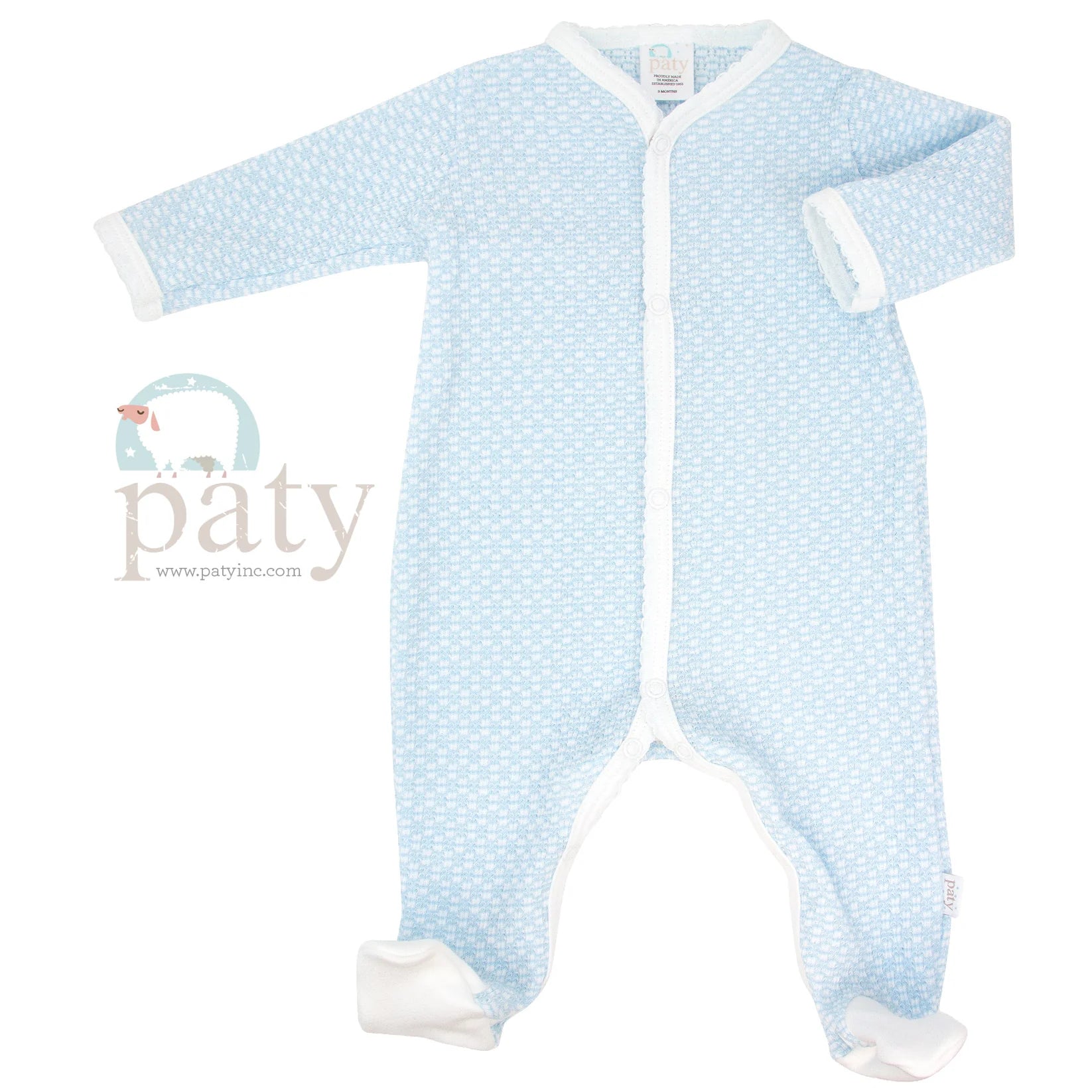 Striped Footie with Pima Trim in Blue - Doodlebug's Children's Boutique