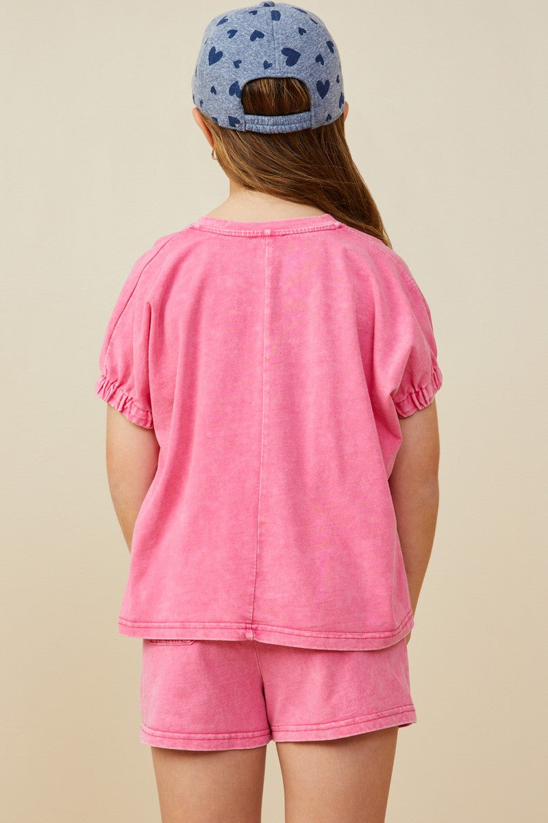 Pink Washed Boxy Top & Pocket Shorts - Doodlebug's Children's Boutique