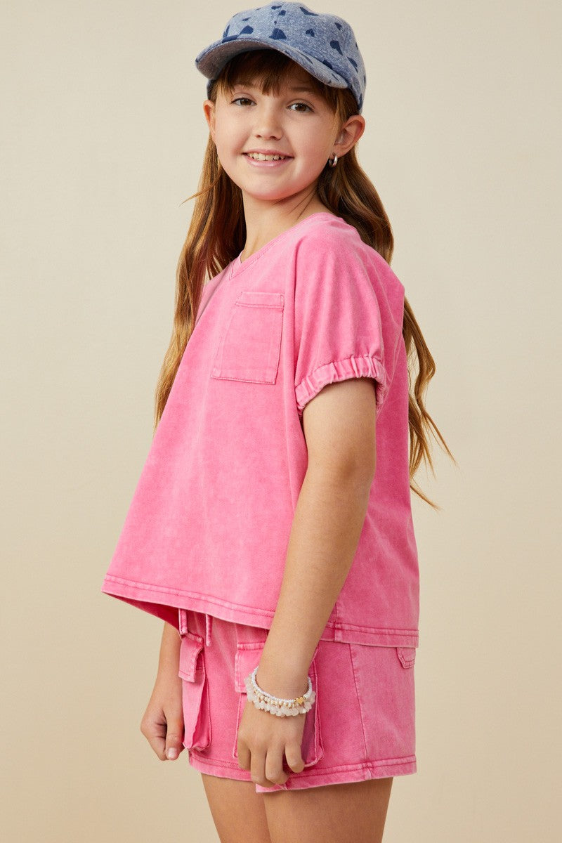 Pink Washed Boxy Top & Pocket Shorts - Doodlebug's Children's Boutique