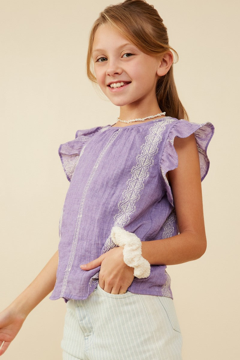 Eyelet Embroidered Ruffle Tank - Doodlebug's Children's Boutique