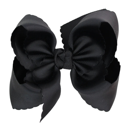 XL Scalloped Edge Bow in Black  - Doodlebug's Children's Boutique