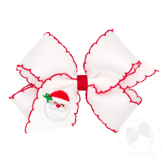 White Santa Moonstitch Medium Bow - Doodlebug's Children's Boutique