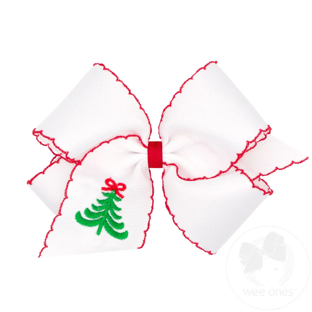 White Tree Moonstitch King Bow - Doodlebug's Children's Boutique